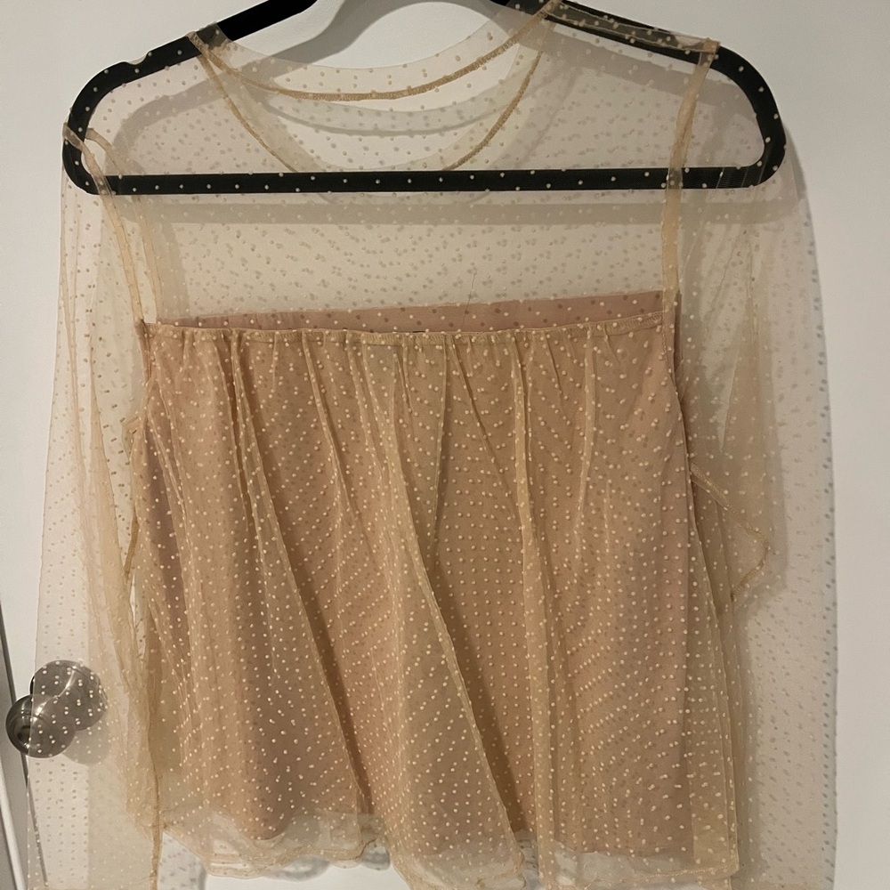 Banana Republic Sheer Polka Dot Blouse - Beige